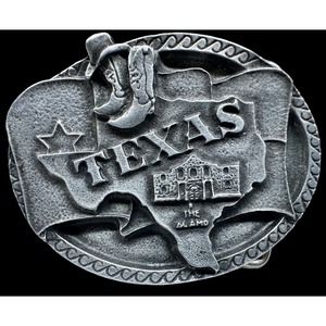 Vintage 1991 Texas "The‎ Alamo" Commemorative Pewter Belt Buckle